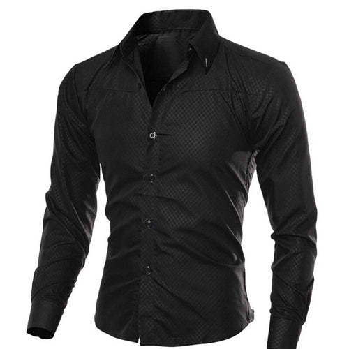Puimentiua Spring Long Sleeve Formal Shirts For Men Solid Slim Basic Turn-down Collar Business Dress Shirts Camisas Masculina